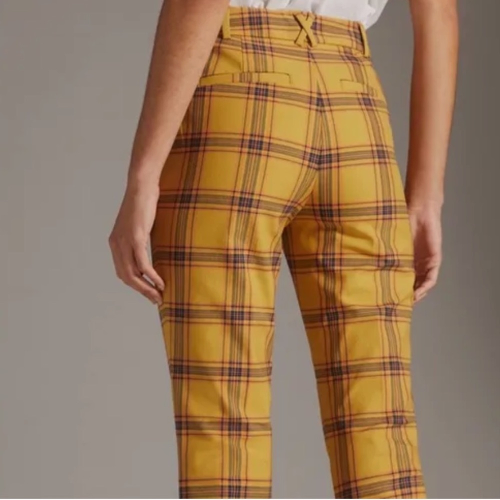 Anthropologie Maeve Yellow Plaid Pants - Picture 8 of 9